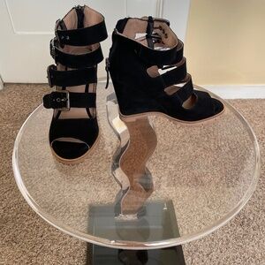 Size US 4.5 Linea Paolo Black Wedge Sandals